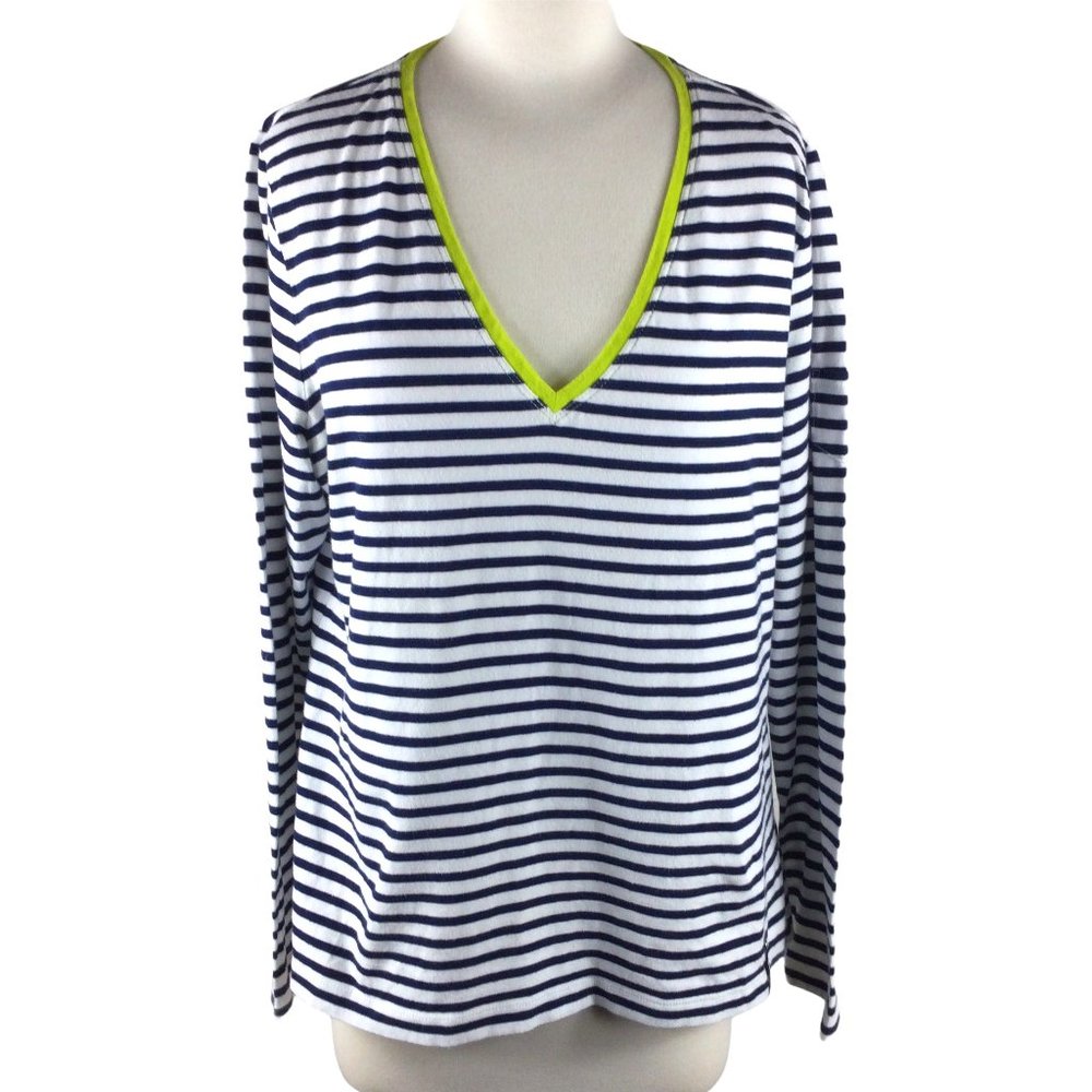 Lauren Ralph Lauren‎ White/Black Striped Tee - XL